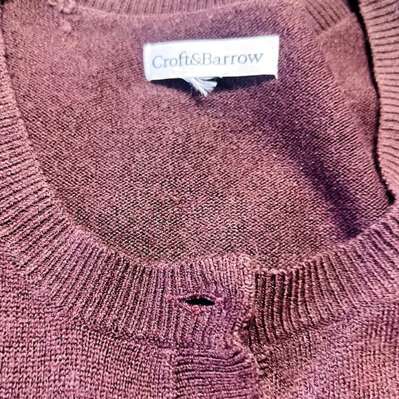 Croft & Barrow Long Sleeve Button Front Cardigan Sweater Outdoor Lounge Purple - Picture 4 of 4